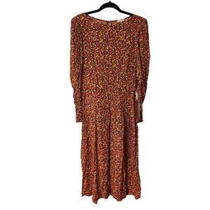 Ghost London Round Neckline Floral Josephine Midi Dress Size Medium